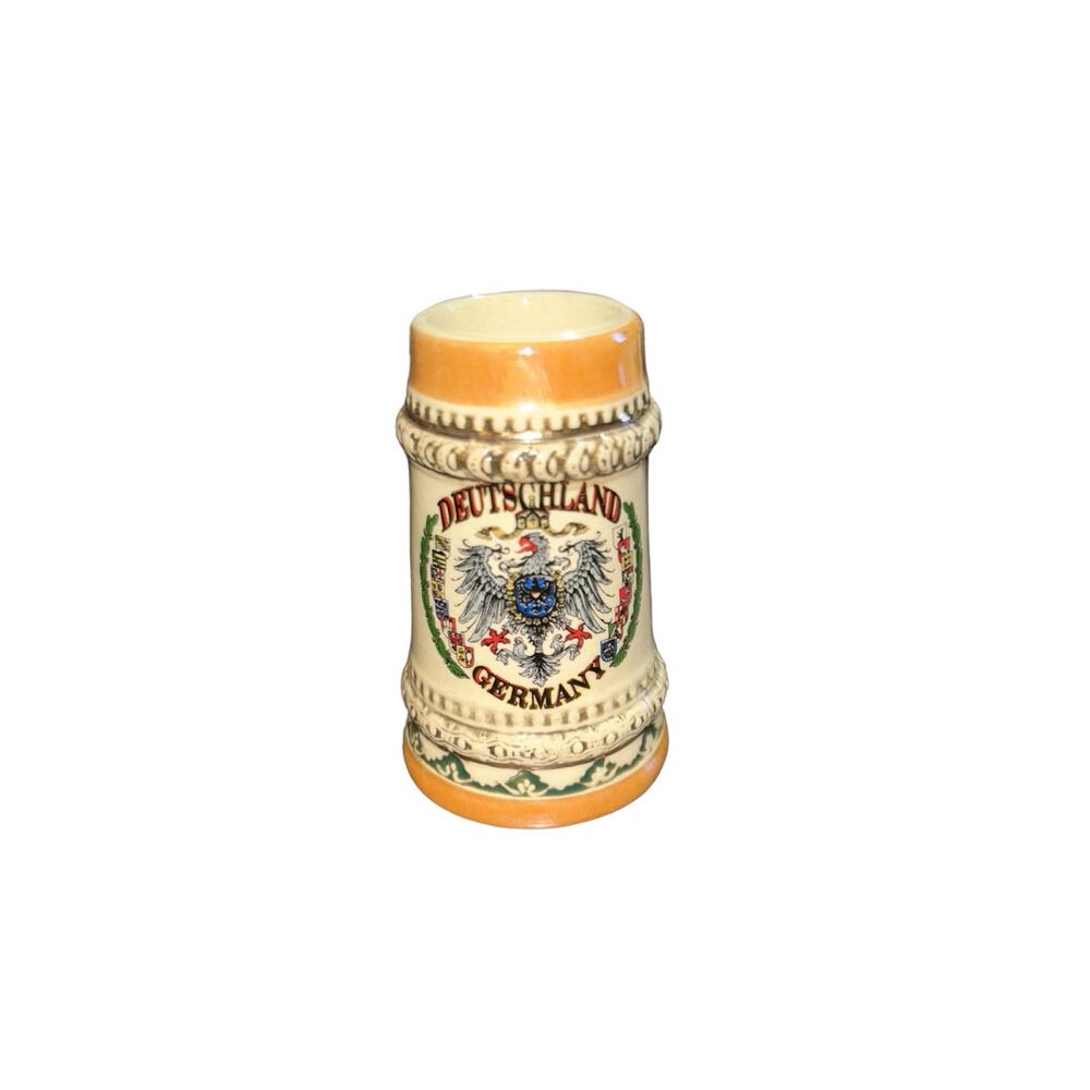 Germany Deutschland Mini Beer Stein Beige Tan Mug 3" tall
